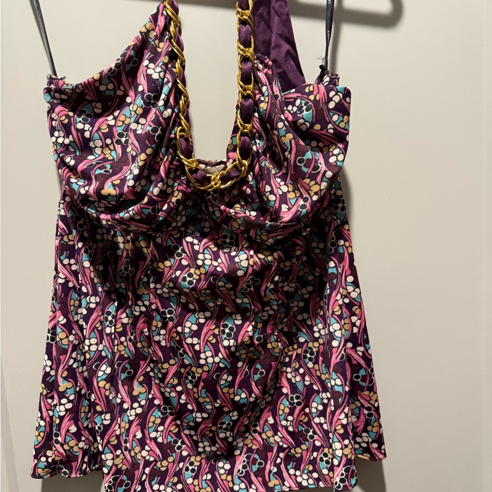 Lulumari Purple and Gold Patterned Top